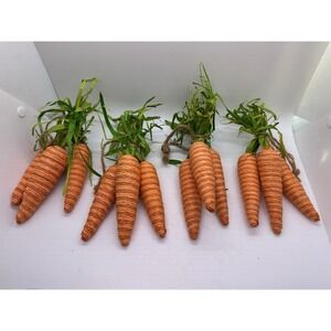Easter Carrot Bundle Decor Set 4 Raffia Twine Hanging Tiered Tray Farmhouse
